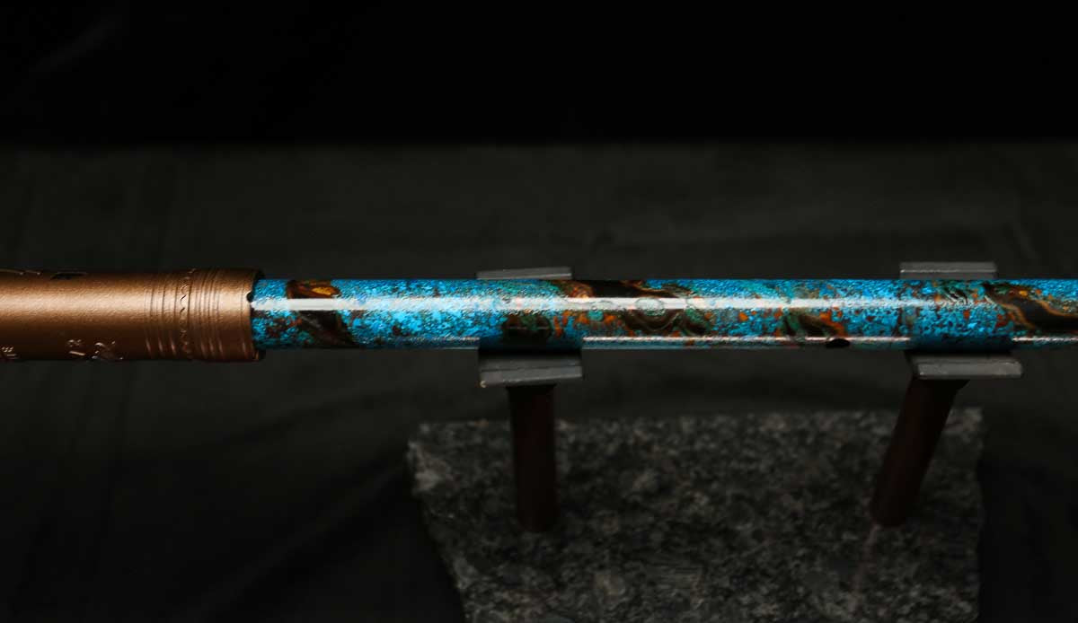 Low D Copper Flute #LDC0055 in Dark Ice Burl Spiral