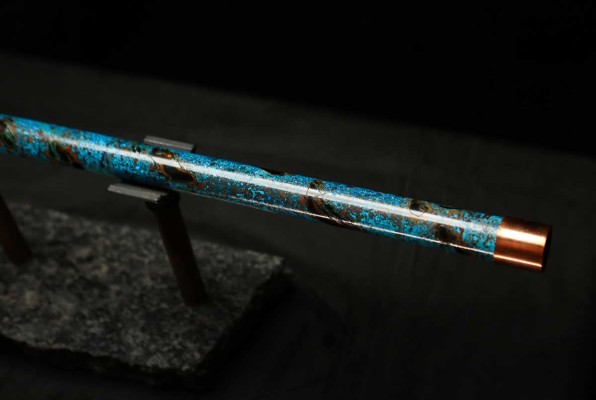 Low D Copper Flute #LDC0055 in Dark Ice Burl Spiral