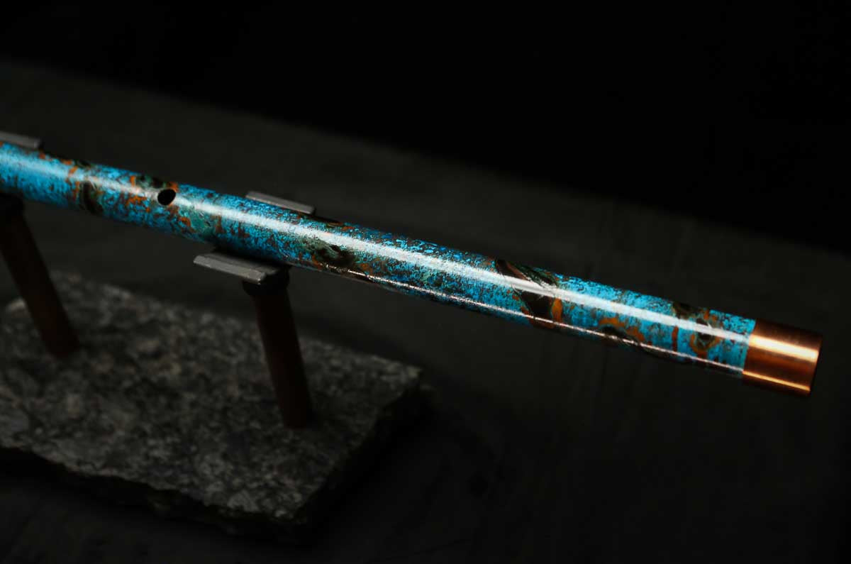 Low D Copper Flute #LDC0055 in Dark Ice Burl Spiral