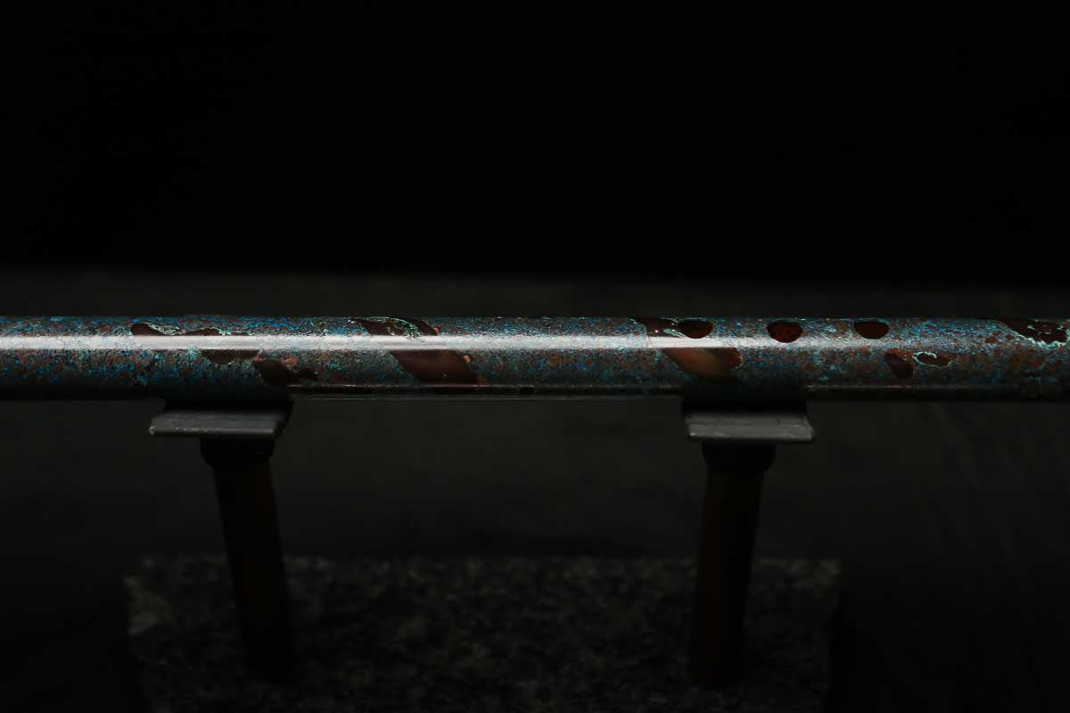 Low C Copper Flute #0131 in Turquoise Spiral Burl