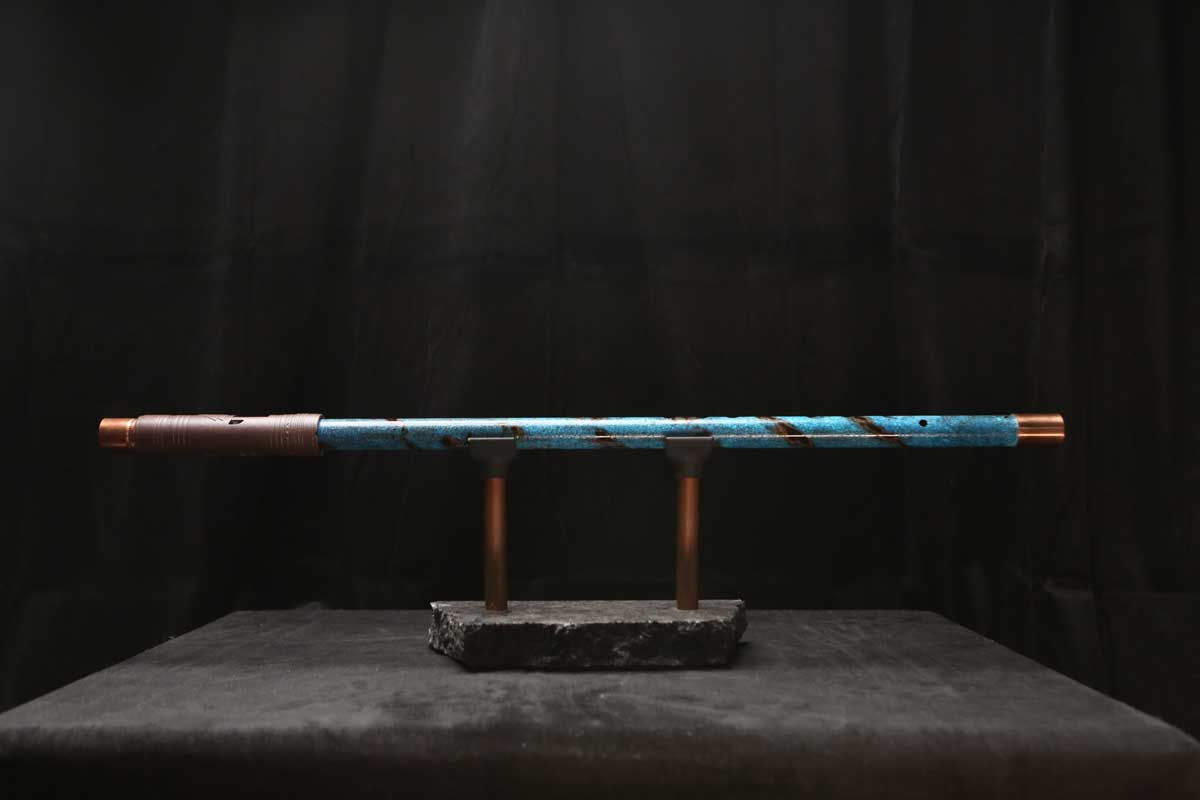 Low C Copper Flute #0139 in Ocean Spiral Burl