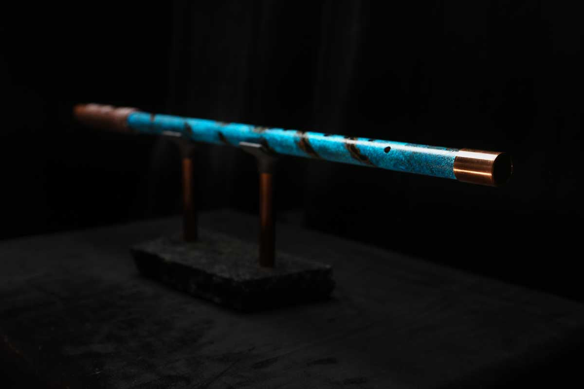 Low C Copper Flute #0139 in Ocean Spiral Burl
