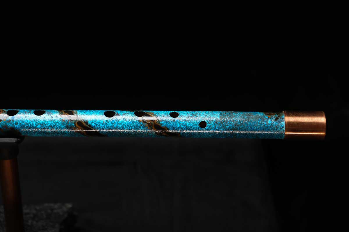 Low C Copper Flute #0139 in Ocean Spiral Burl
