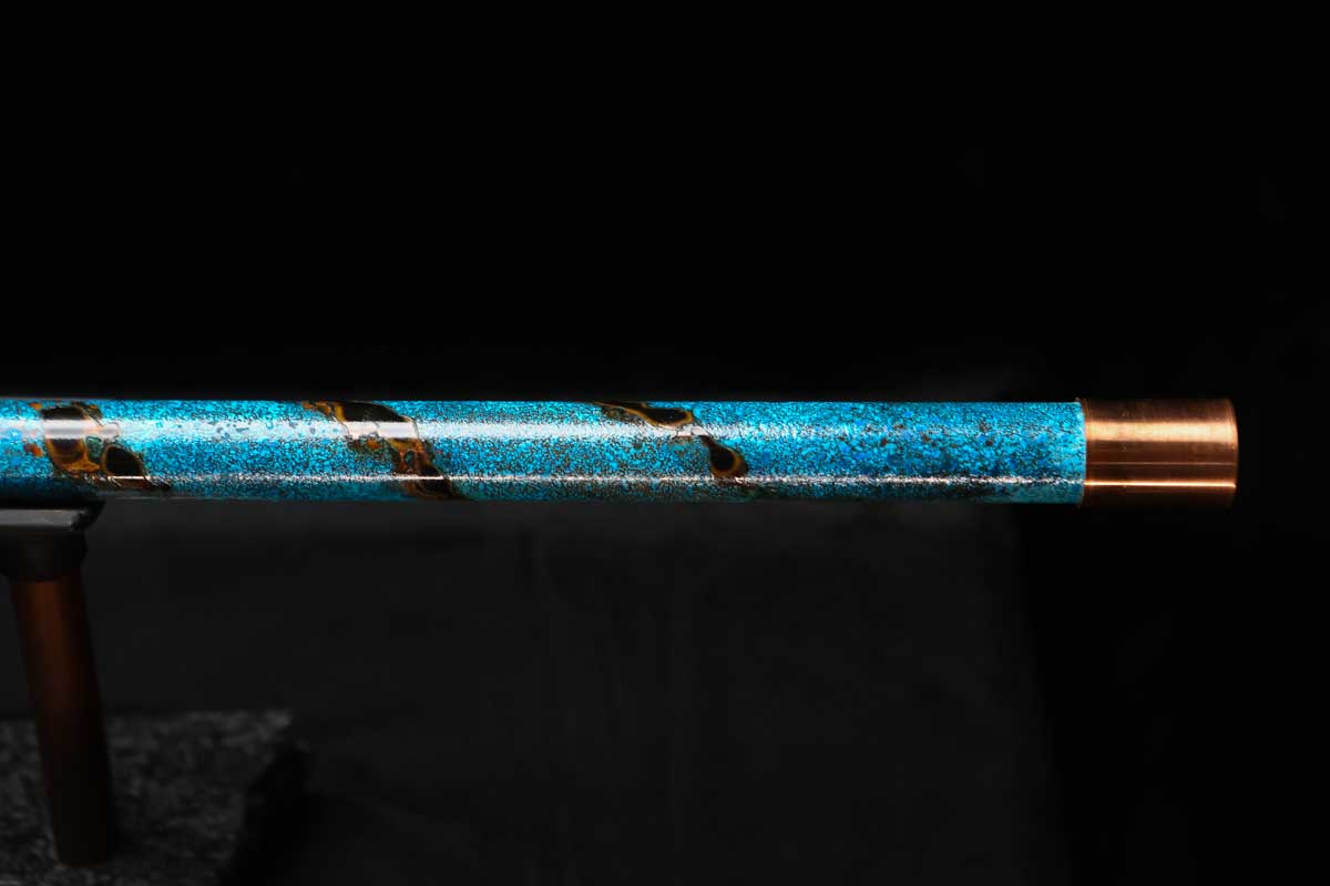 Low C Copper Flute #0139 in Ocean Spiral Burl