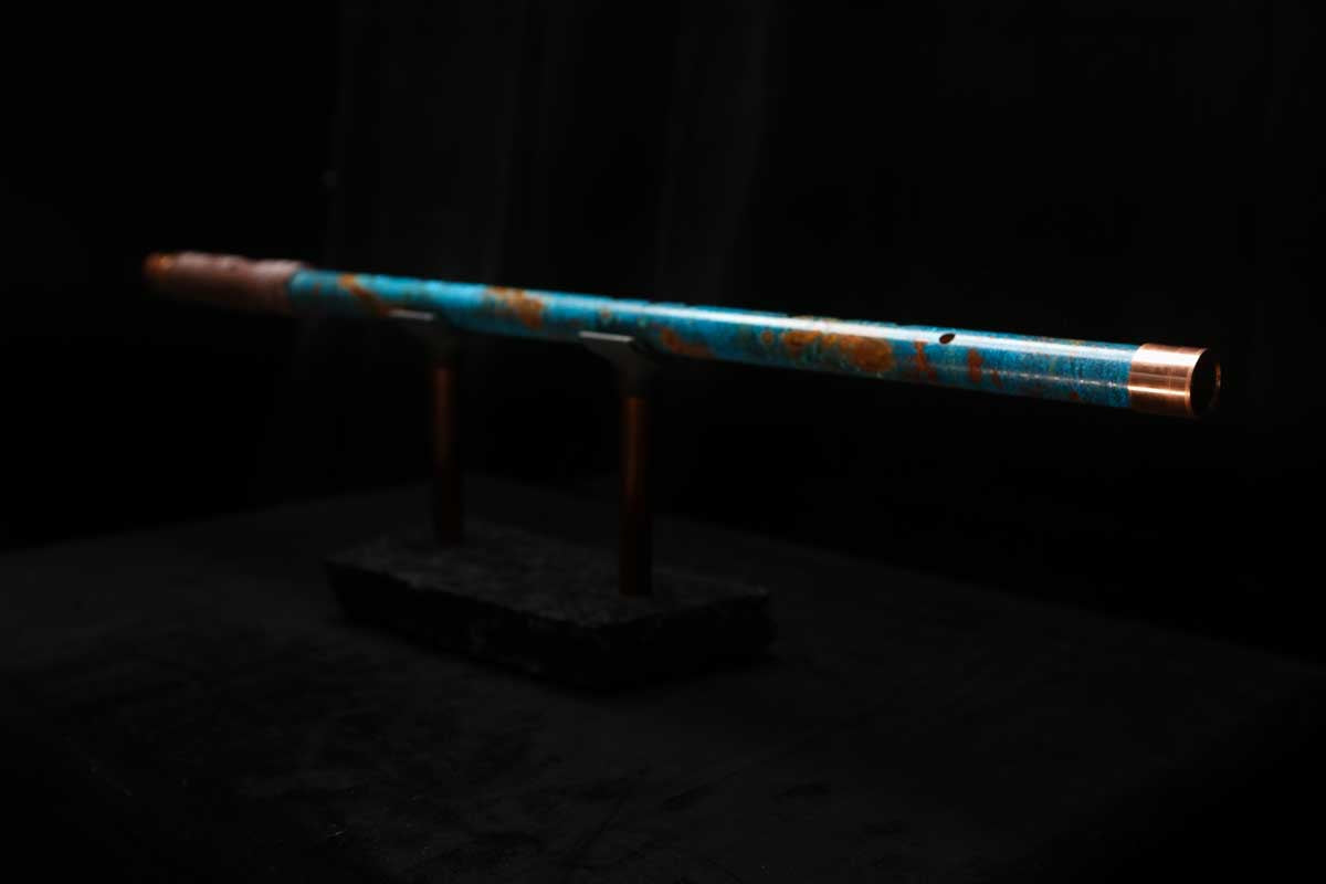 Low C Copper Flute #0144 in Ocean Copper Burl