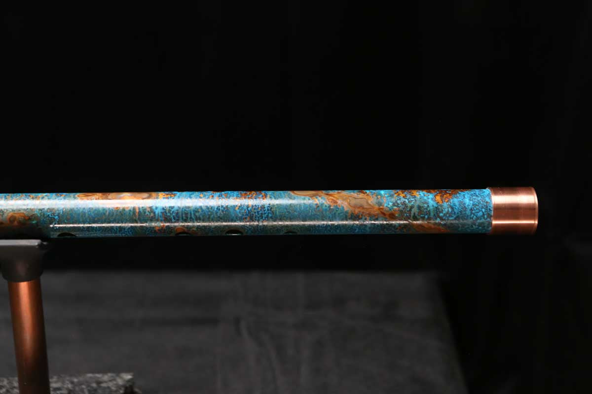 Low C Copper Flute #0144 in Ocean Copper Burl