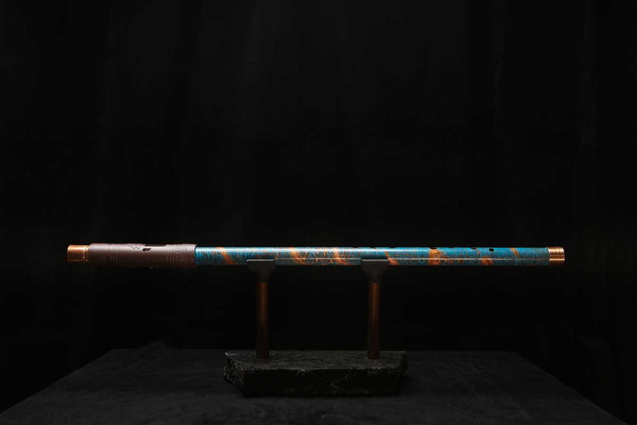 Low D Copper Flute #LDC0056 in Ice and Fire Spiral w/special End Piece