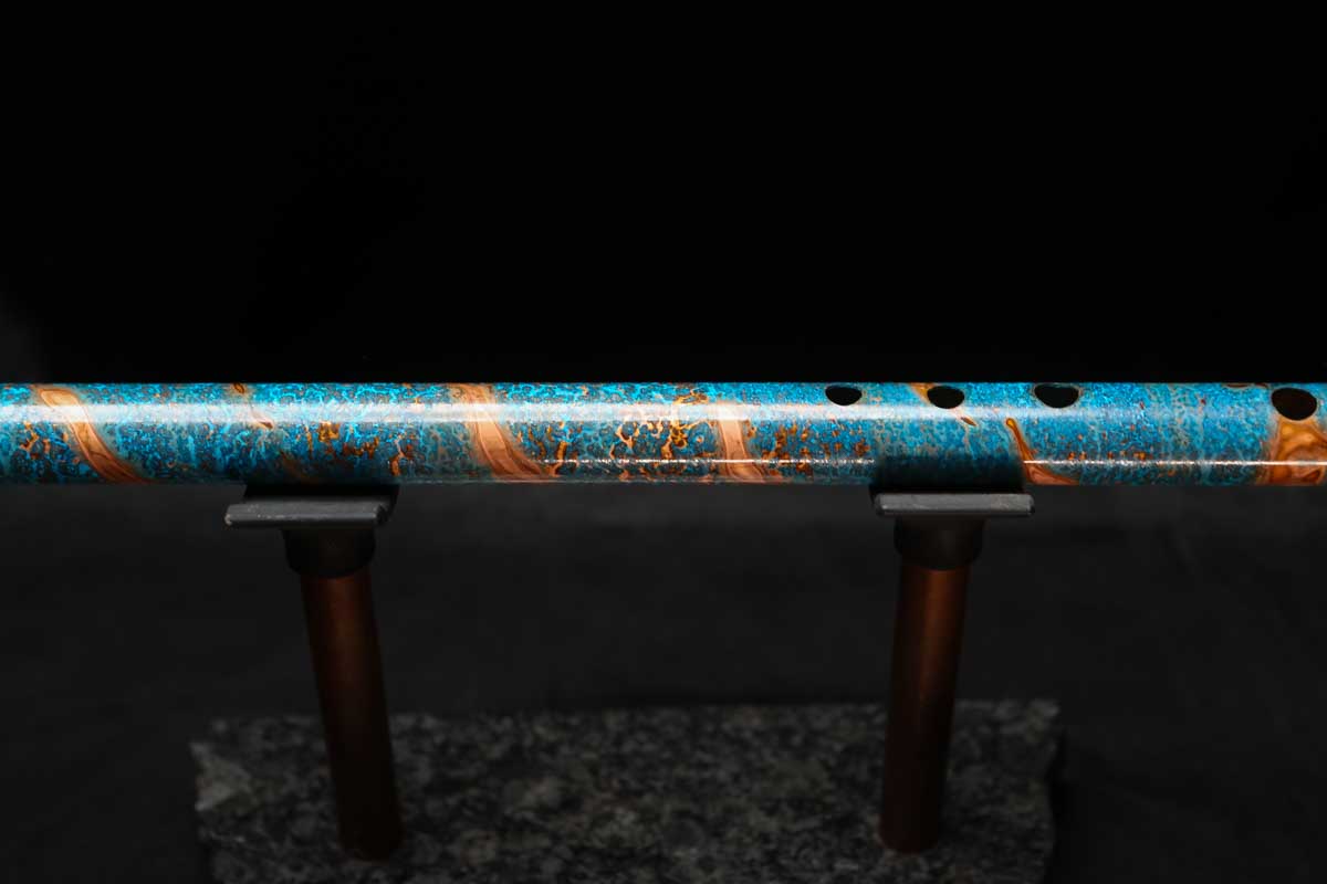 Low D Copper Flute #LDC0056 in Ice and Fire Spiral w/special End Piece