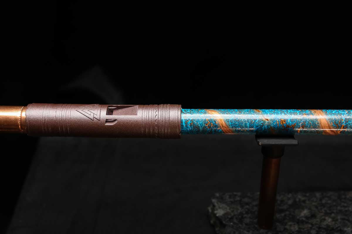 Low D Copper Flute #LDC0056 in Ice and Fire Spiral w/special End Piece