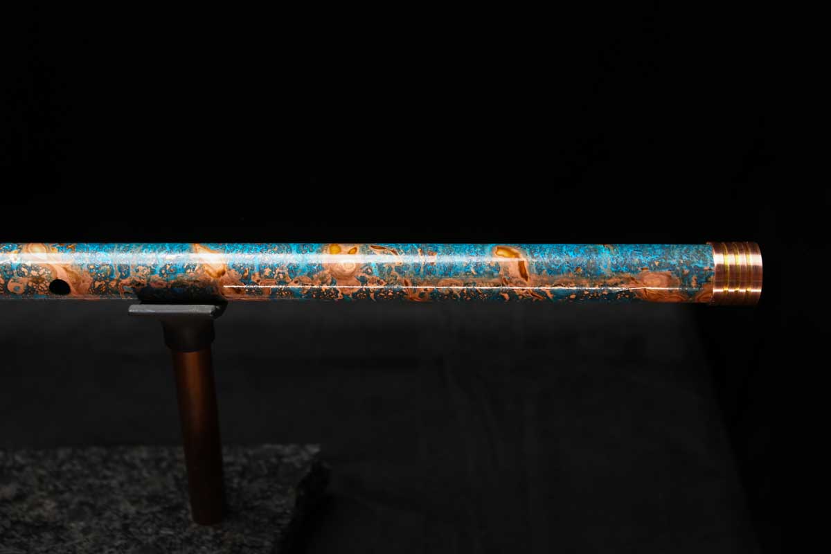 Low D Copper Flute #LDC0056 in Ice and Fire Spiral w/special End Piece