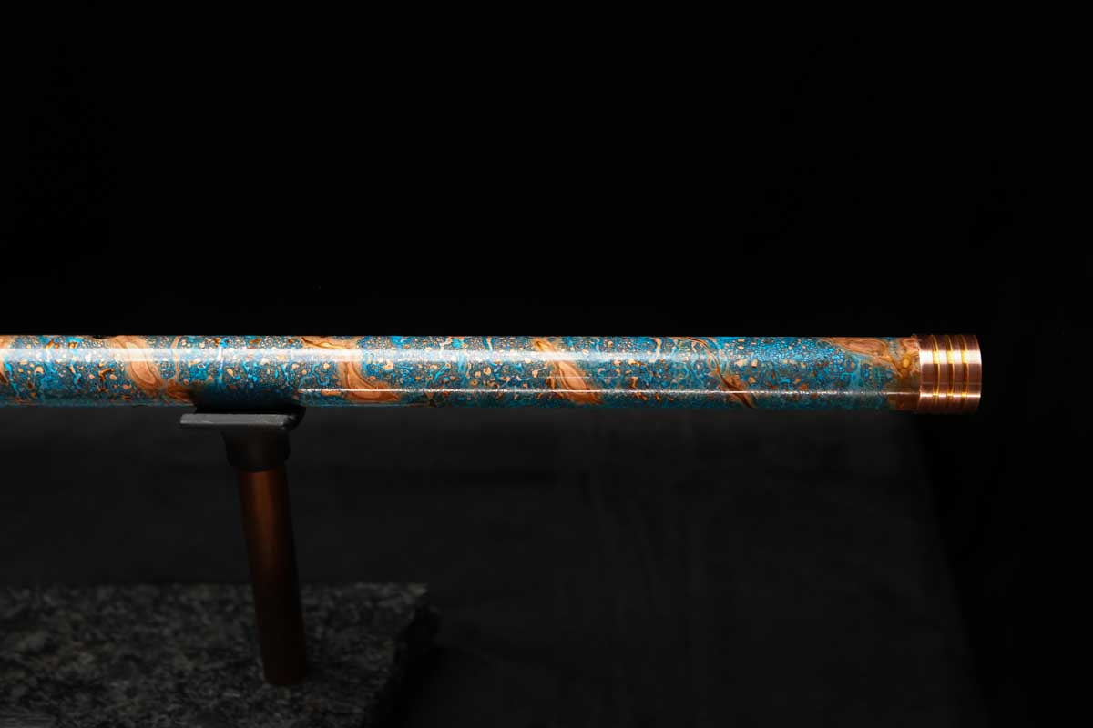 Low D Copper Flute #LDC0056 in Ice and Fire Spiral w/special End Piece