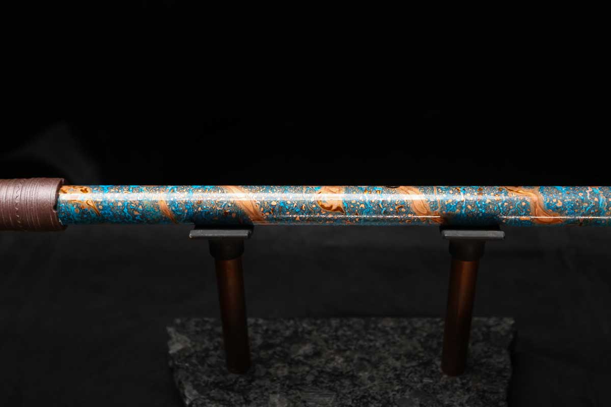 Low D Copper Flute #LDC0056 in Ice and Fire Spiral w/special End Piece