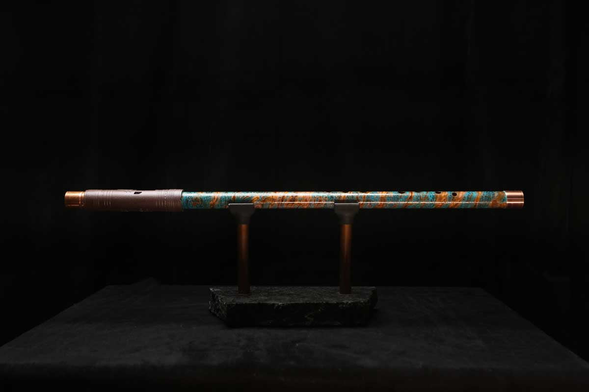 Low D Copper Flute #LDC0057 in Ice and Fire Spiral