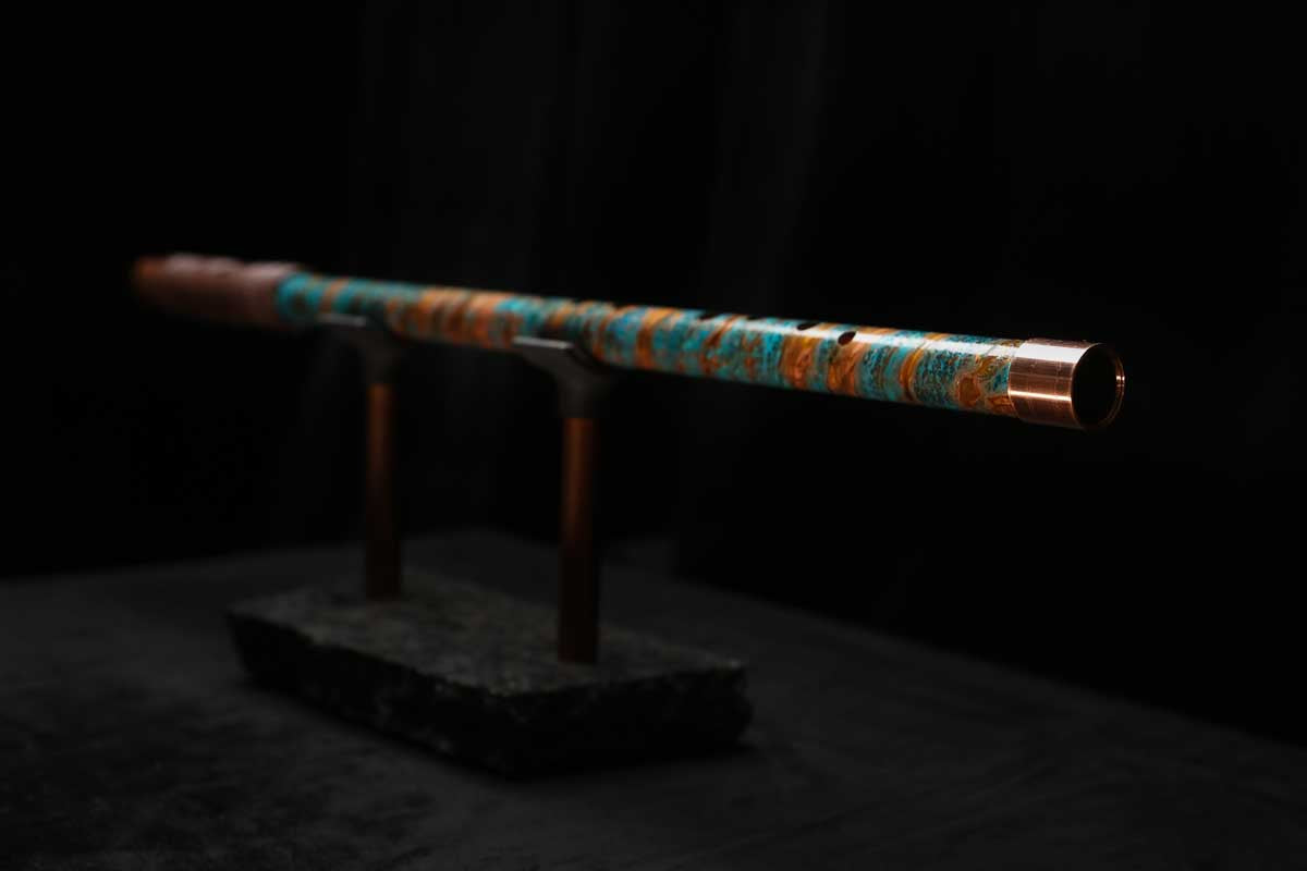 Low D Copper Flute #LDC0057 in Ice and Fire Spiral