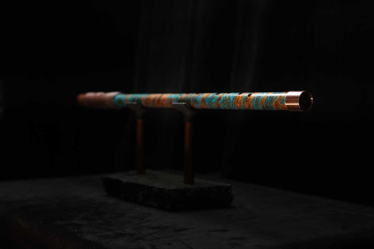 Low D Copper Flute #LDC0057 in Ice and Fire Spiral