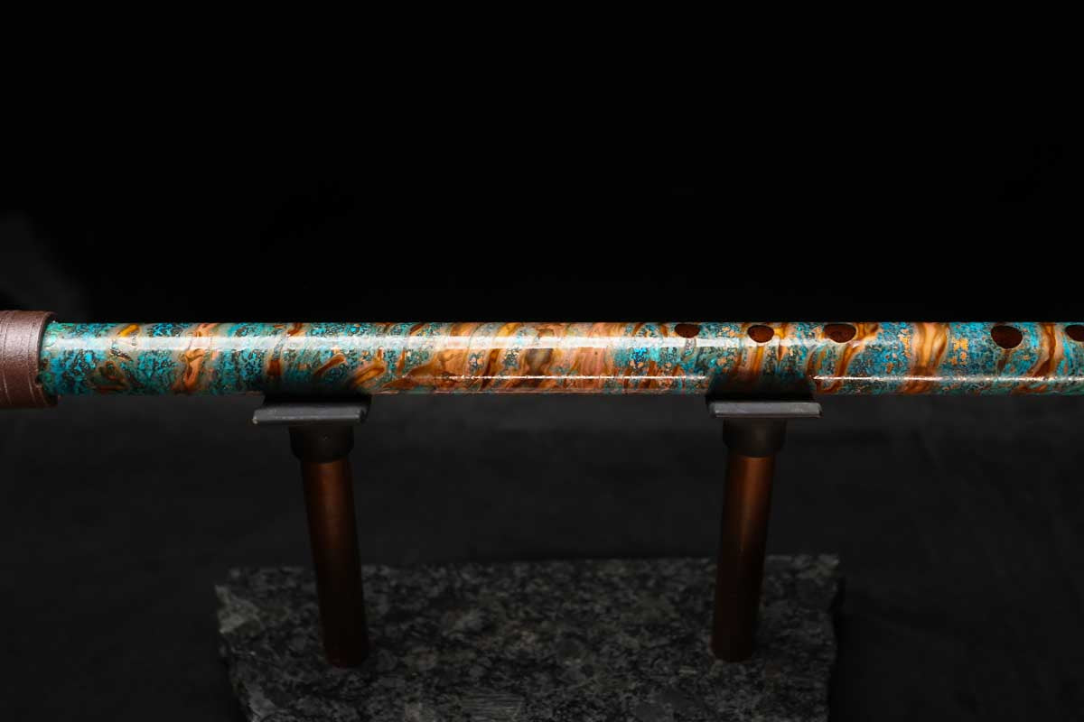 Low D Copper Flute #LDC0057 in Ice and Fire Spiral