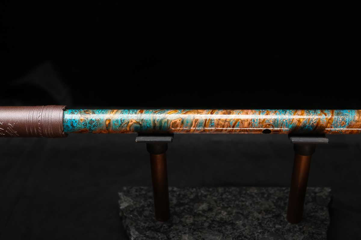 Low D Copper Flute #LDC0057 in Ice and Fire Spiral