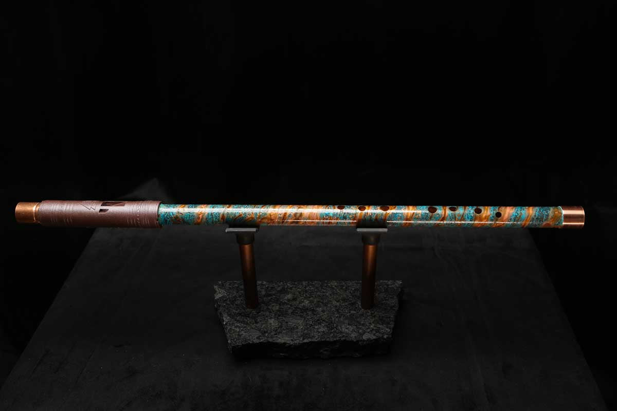 Low D Copper Flute #LDC0057 in Ice and Fire Spiral