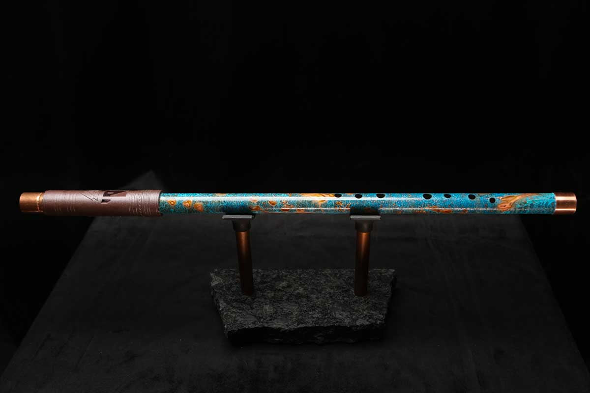 Low D Copper Flute #LDC0060 in Ocean Copper Burl
