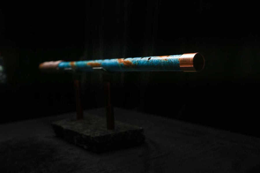 Low D Copper Flute #LDC0062 in Ocean Copper Burl