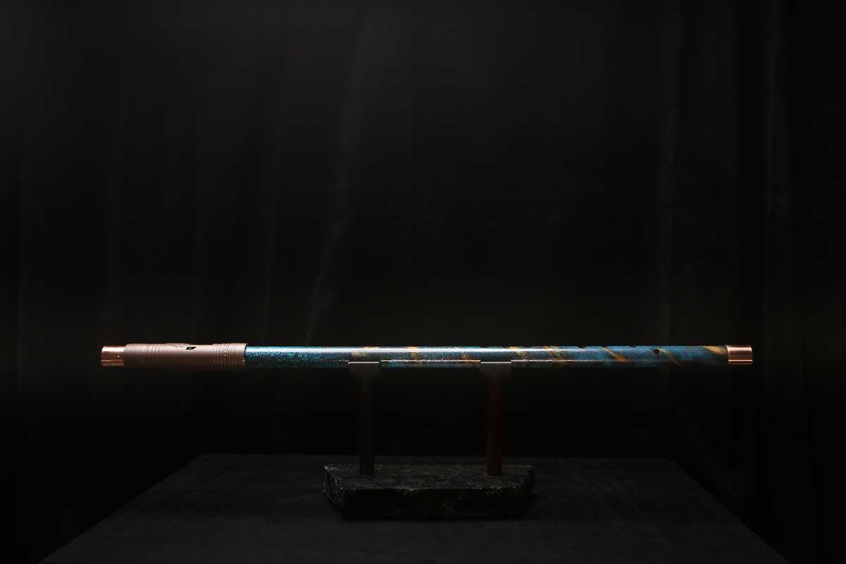 Low C Copper Flute #0152 in Copper Ocean Jade Spiral