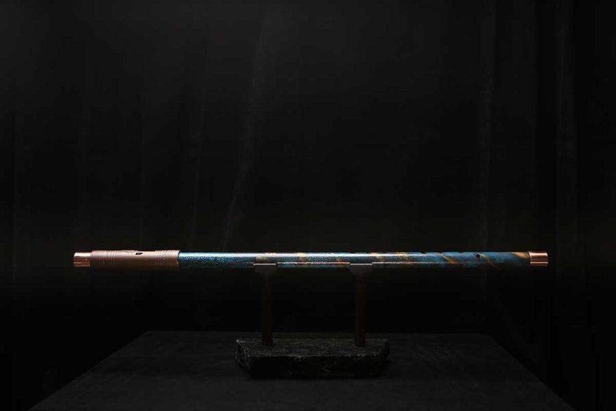 Low C Copper Flute #0152 in Copper Ocean Jade Spiral