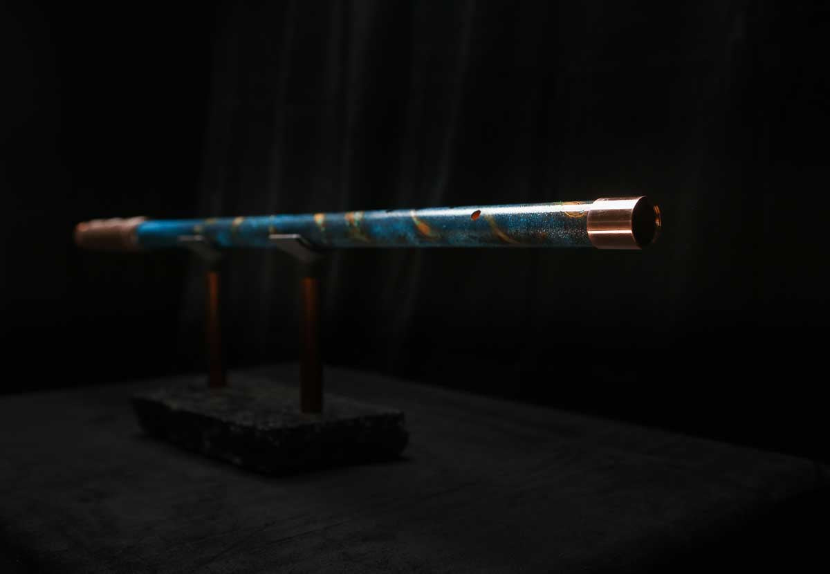 Low C Copper Flute #0152 in Copper Ocean Jade Spiral