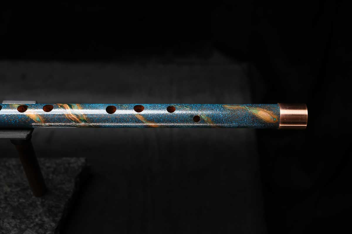Low C Copper Flute #0152 in Copper Ocean Jade Spiral