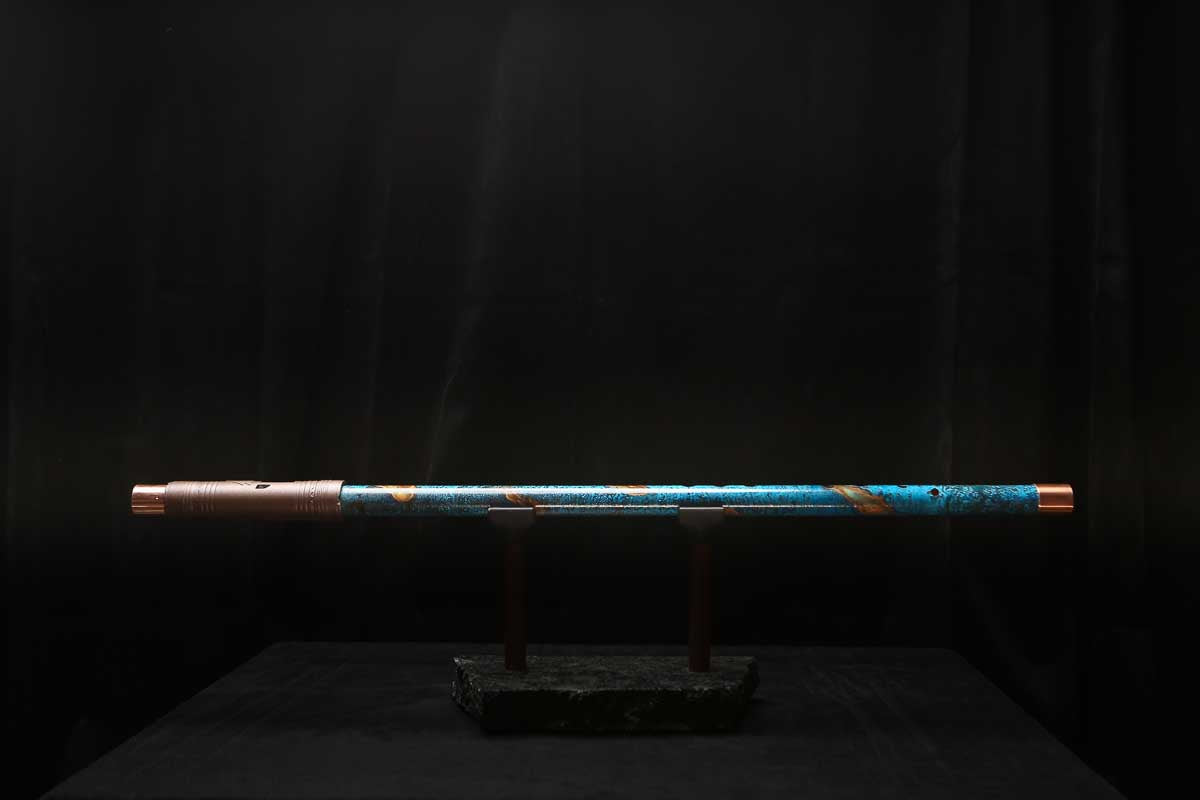 Low C Copper Flute #0156 in Copper Ocean Jade Spiral
