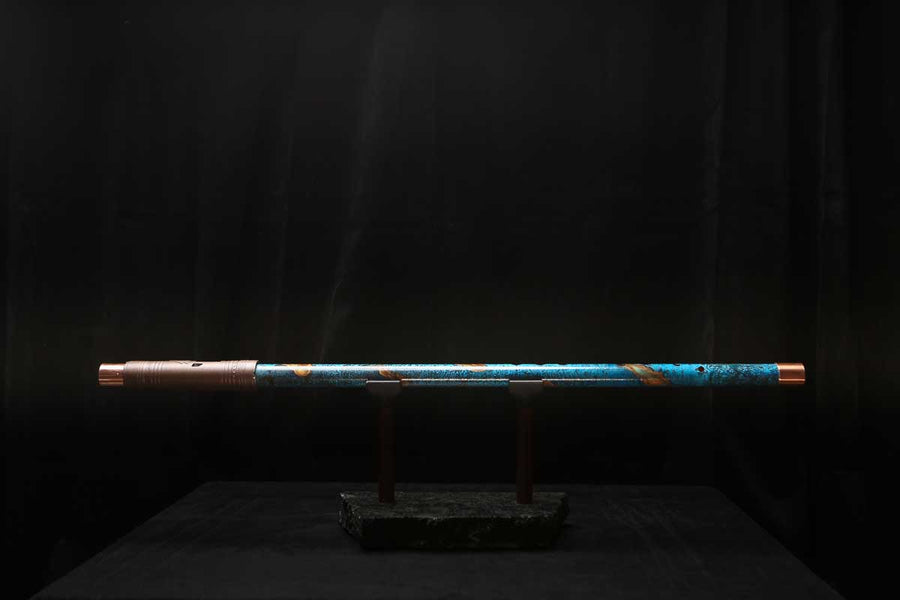 Low C Copper Flute #0156 in Copper Ocean Jade Spiral
