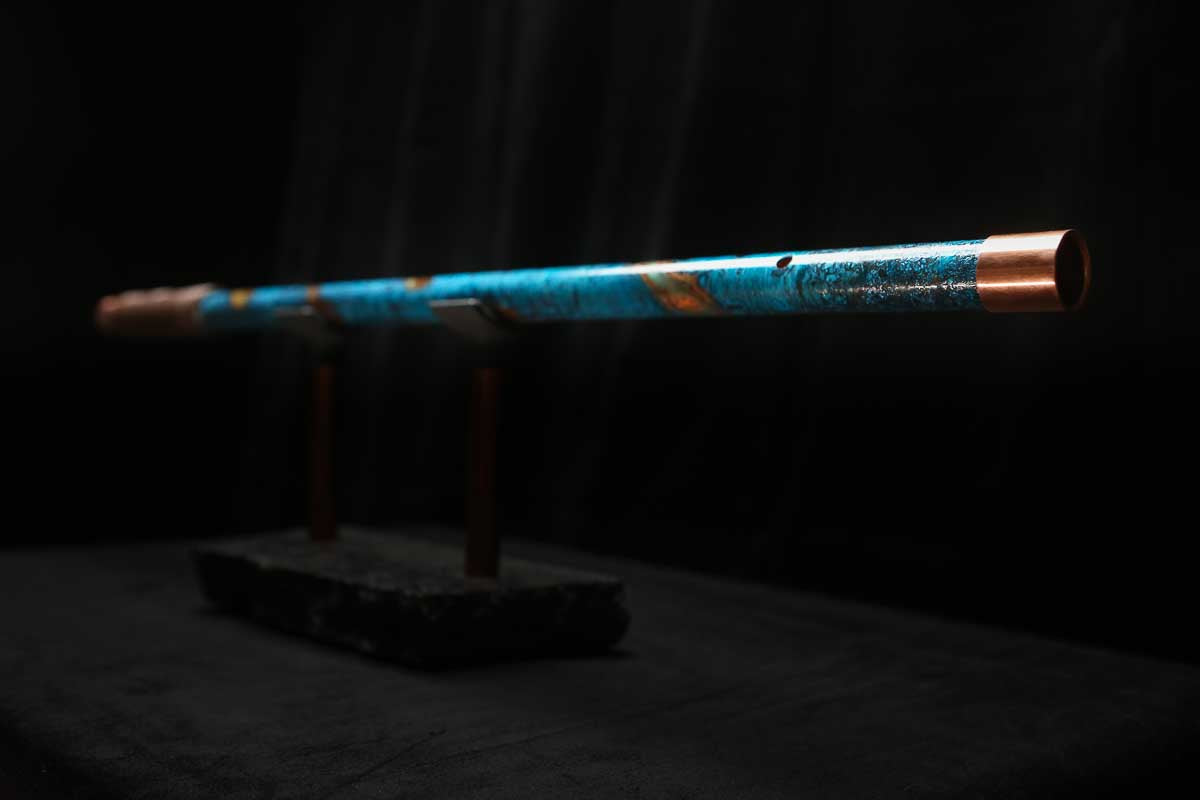 Low C Copper Flute #0156 in Copper Ocean Jade Spiral