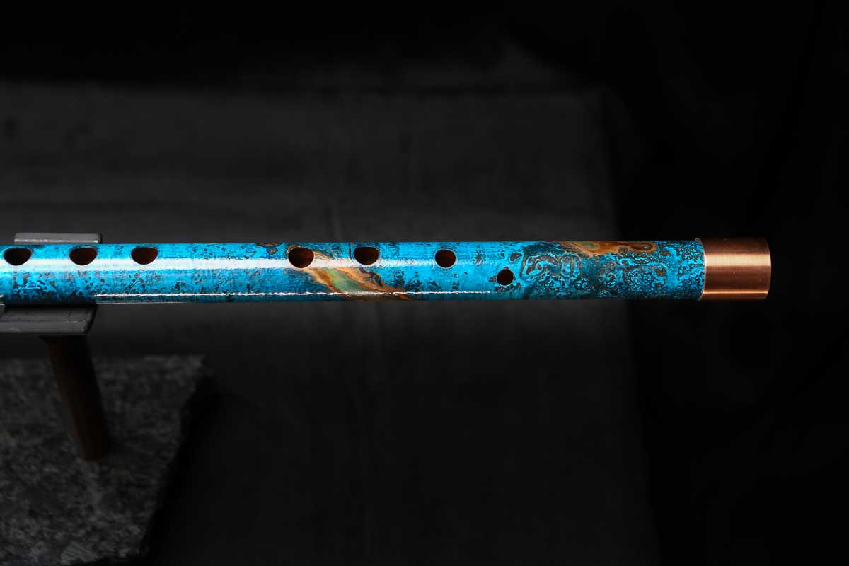 Low C Copper Flute #0156 in Copper Ocean Jade Spiral