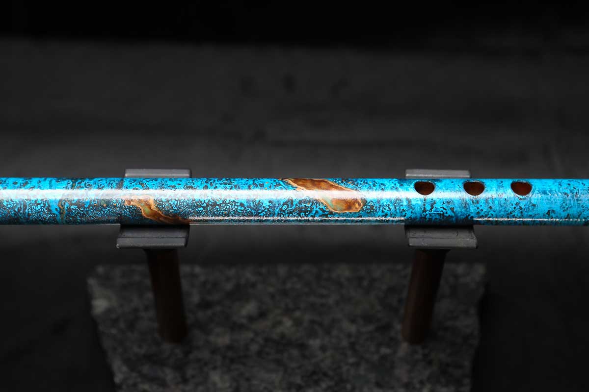 Low C Copper Flute #0156 in Copper Ocean Jade Spiral