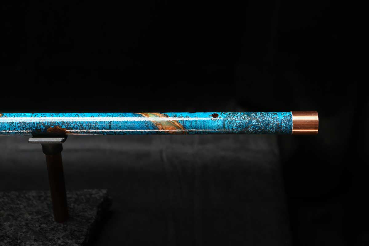 Low C Copper Flute #0156 in Copper Ocean Jade Spiral
