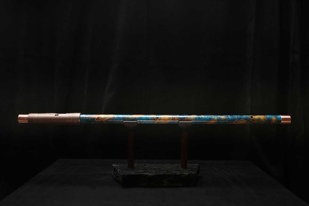 Low C Copper Flute #0157 in Copper Ocean Jade