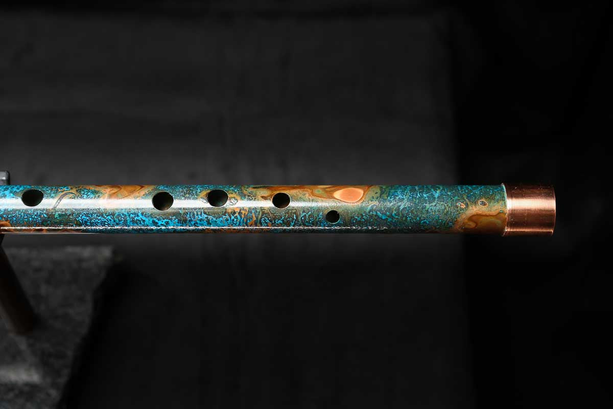 Low C Copper Flute #0158 in Copper Ocean Jade