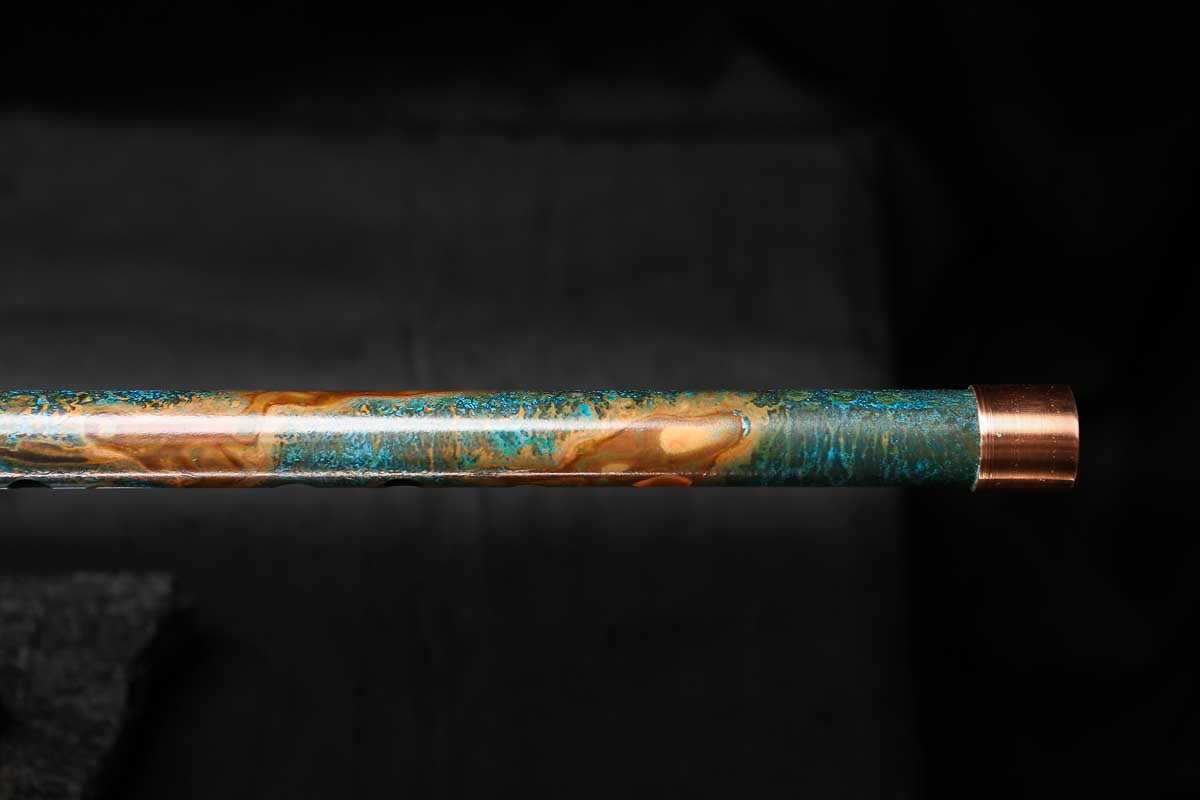 Low C Copper Flute #0158 in Copper Ocean Jade