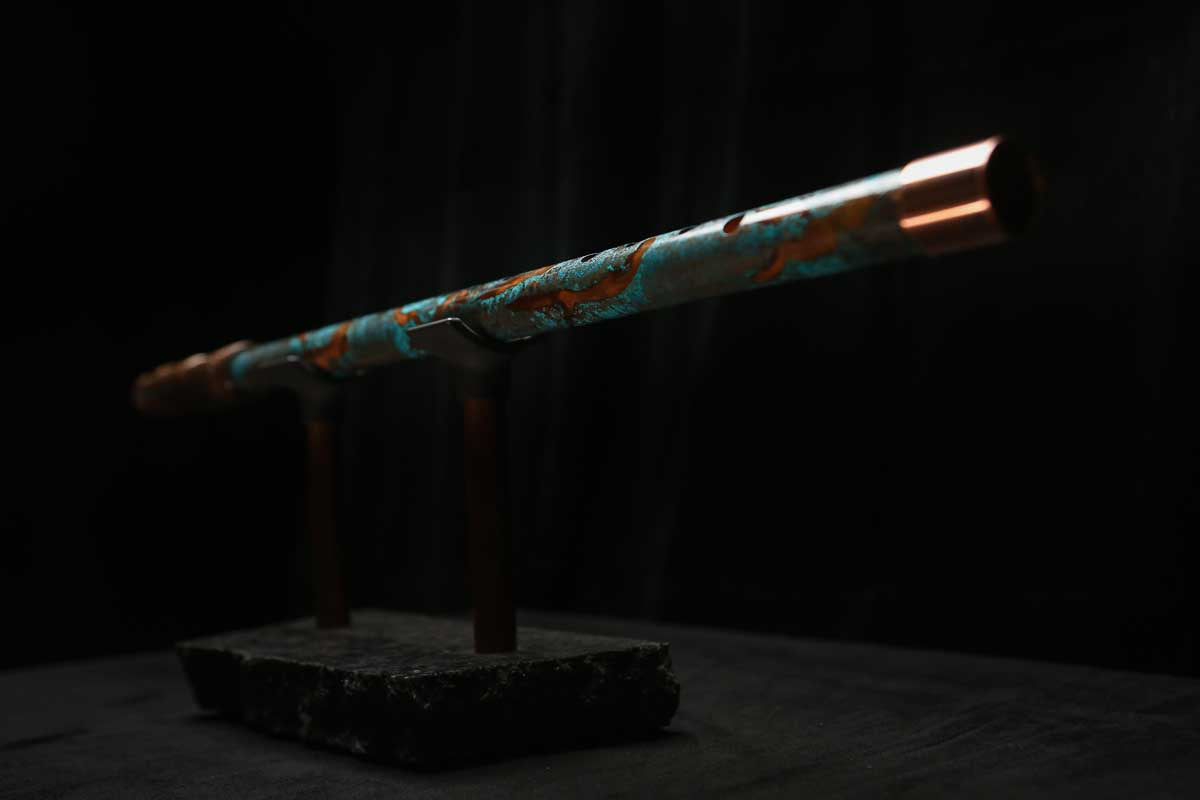 Low D Copper Flute #LDC0063 in Copper Ocean Burl