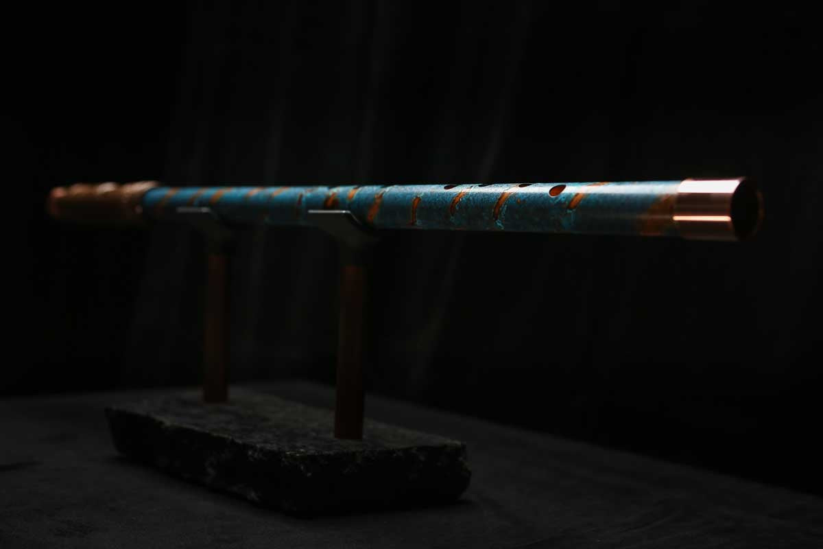 Low D Copper Flute #LDC0065 in Ocean Spiral Burl