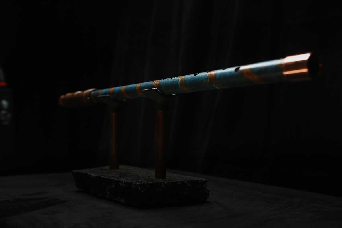 Low D Copper Flute #LDC0067 in Ocean Spiral Burl