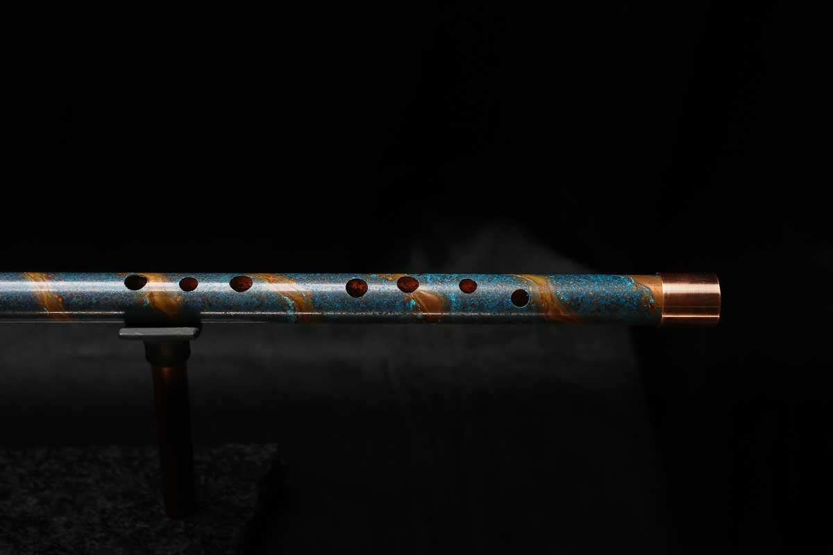 Low D Copper Flute #LDC0067 in Ocean Spiral Burl