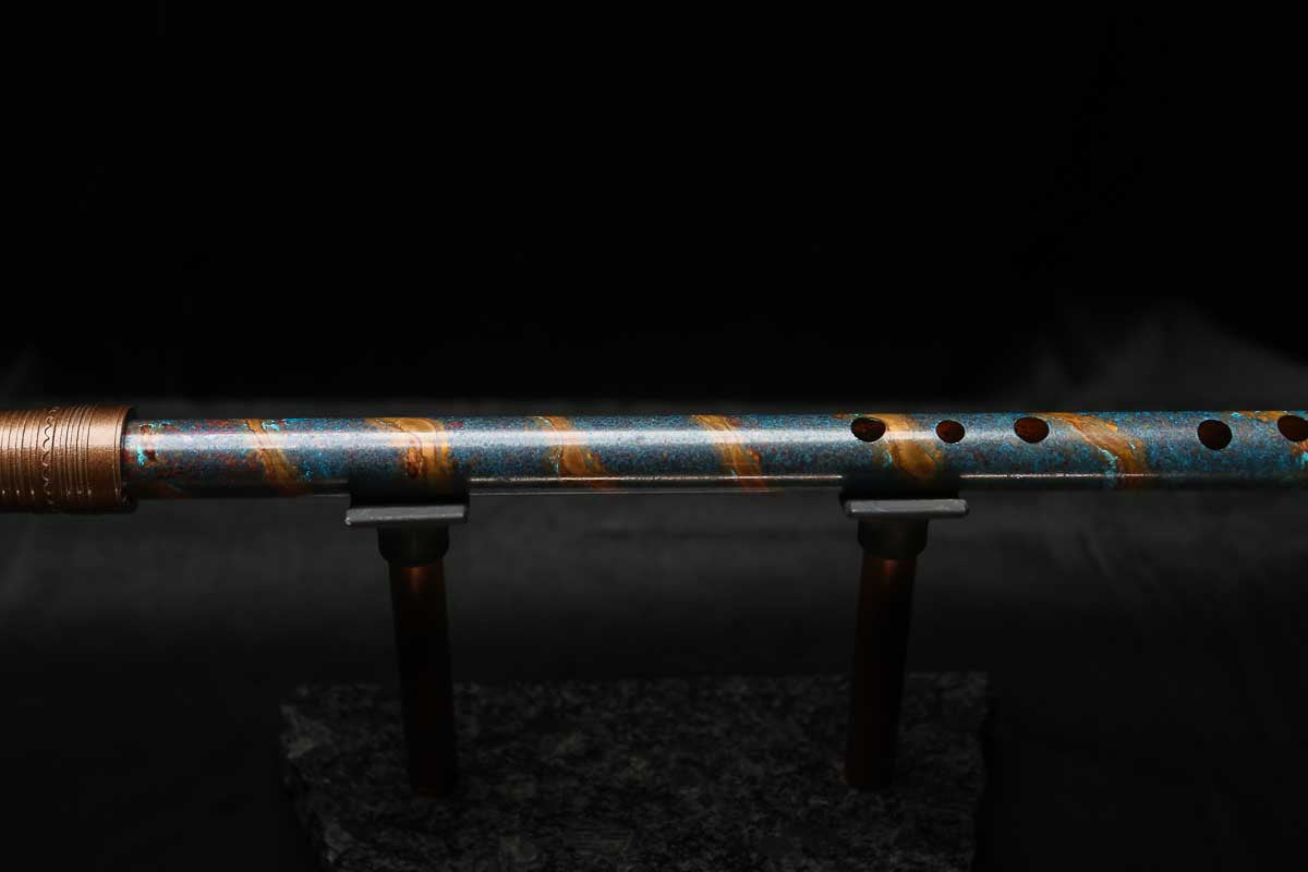 Low D Copper Flute #LDC0067 in Ocean Spiral Burl