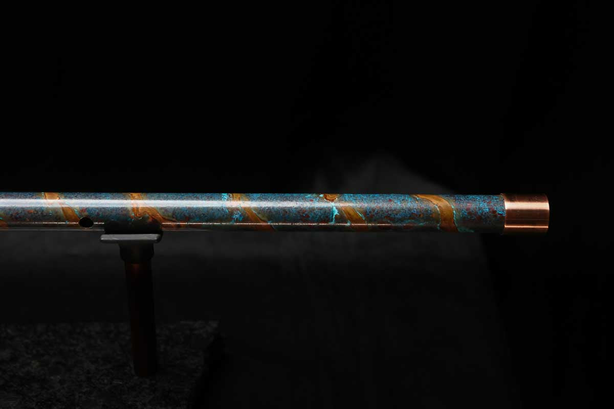 Low D Copper Flute #LDC0067 in Ocean Spiral Burl