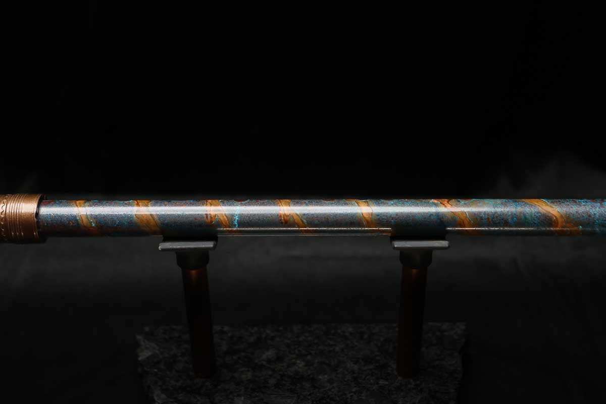 Low D Copper Flute #LDC0067 in Ocean Spiral Burl