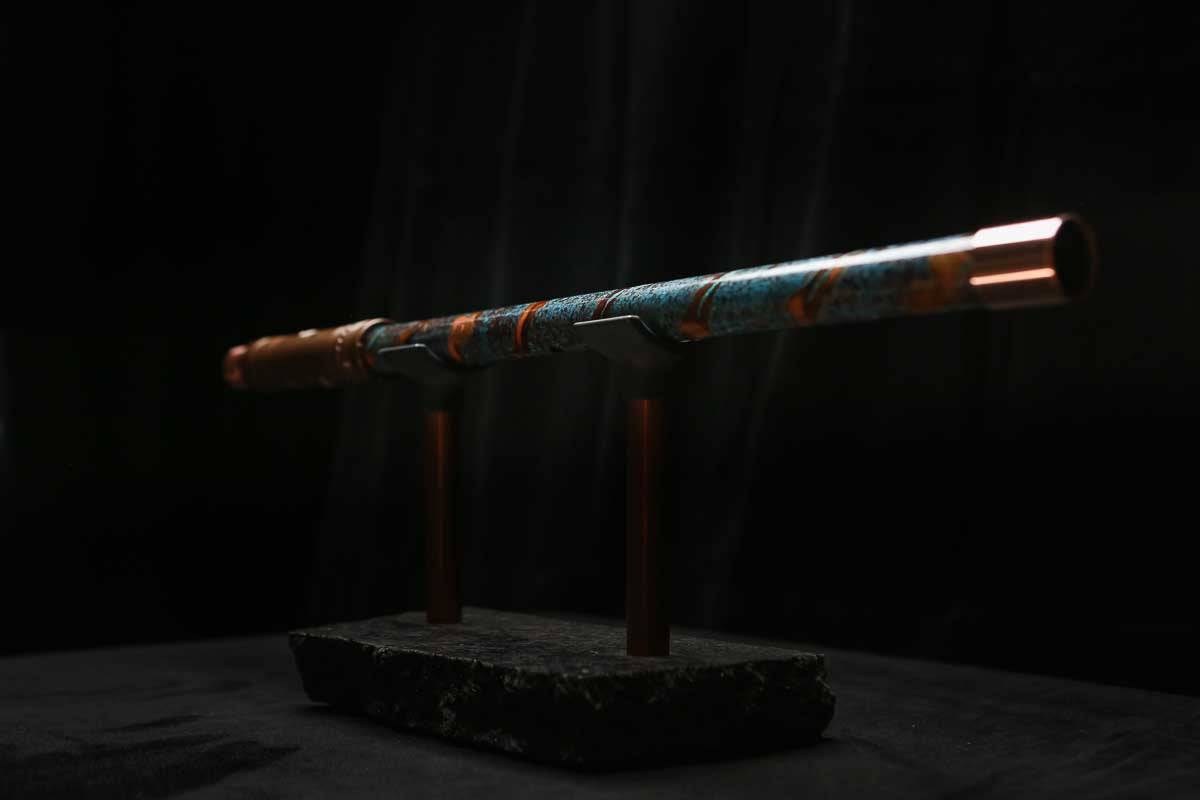 High F (Lullaby) Copper Flute #LE0085 in Spiral Ocean Mist