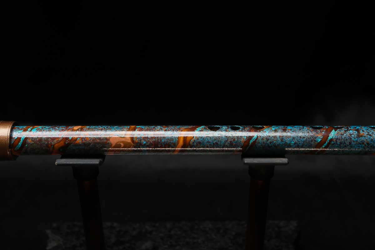 High F (Lullaby) Copper Flute #LE0085 in Spiral Ocean Mist