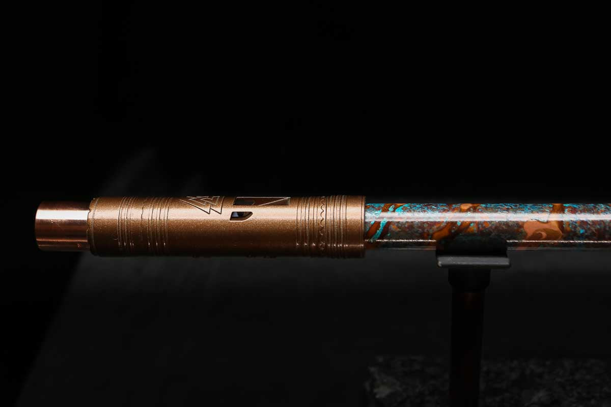 High F (Lullaby) Copper Flute #LE0085 in Spiral Ocean Mist