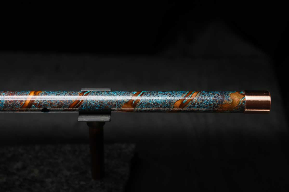 High F (Lullaby) Copper Flute #LE0085 in Spiral Ocean Mist