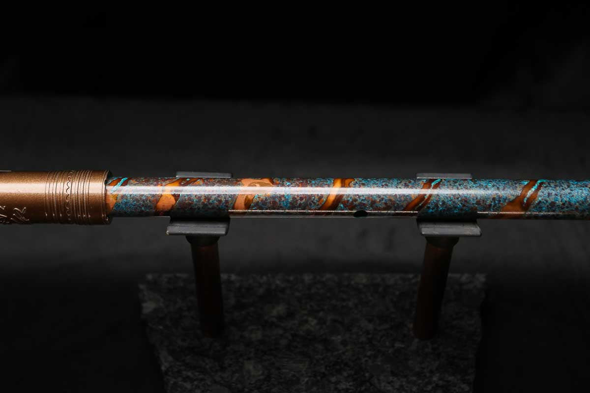 High F (Lullaby) Copper Flute #LE0085 in Spiral Ocean Mist