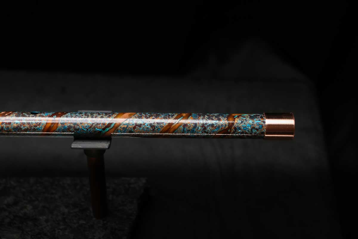 High F (Lullaby) Copper Flute #LE0085 in Spiral Ocean Mist